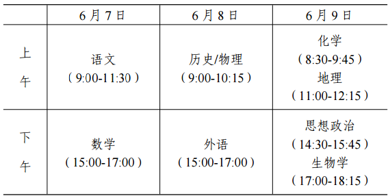 考试安排 考试安排