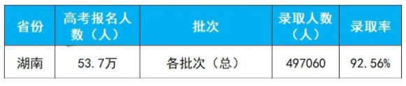 2020年湖南高考录取人数及录取率 2020年湖南高考录取人数及录取率