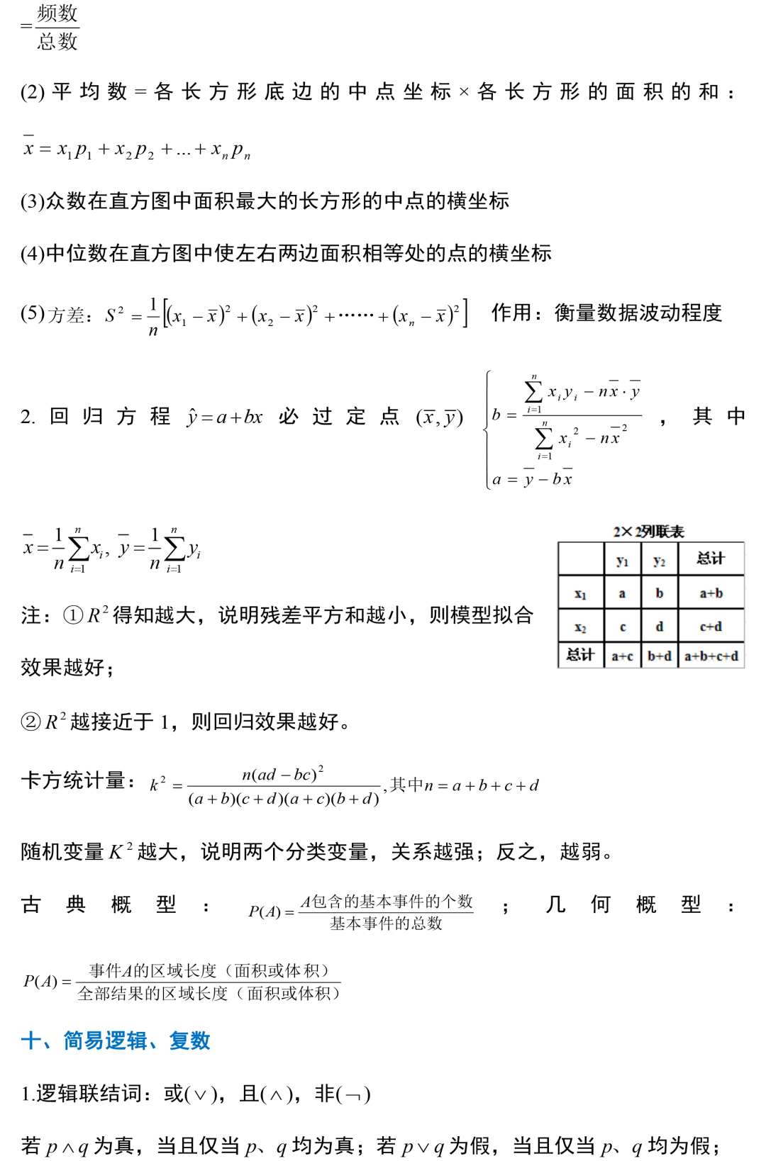 2022高考数学必考知识点总结