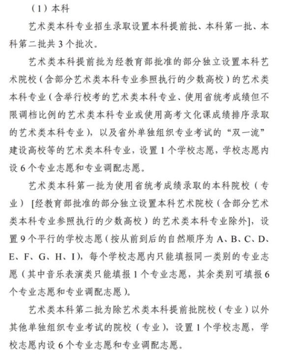 四川高考艺术类录取批次及志愿设置情况 四川高考艺术类录取批次及志愿设置情况