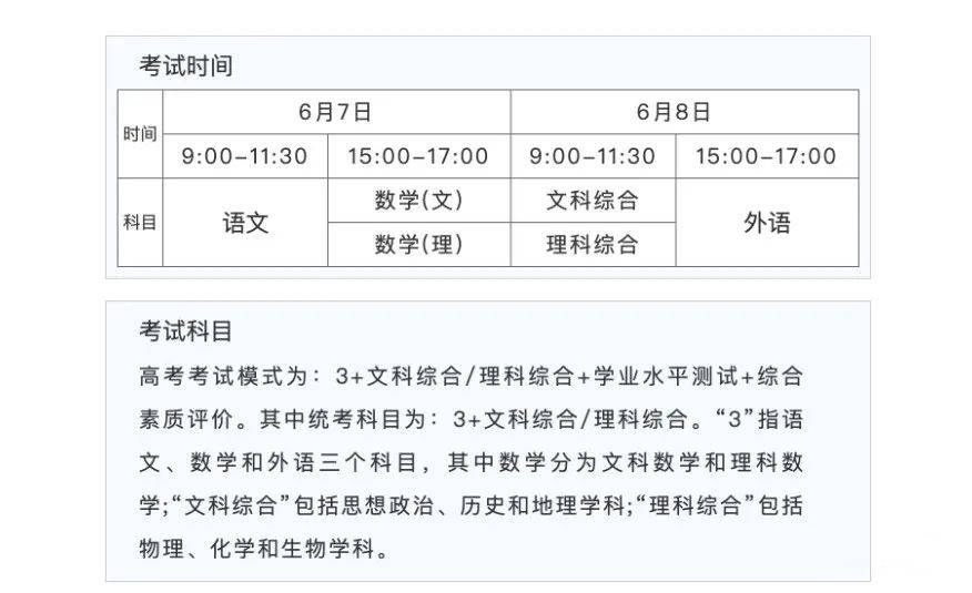 2022安徽高考具体科目时间几月几号 各科分值多少