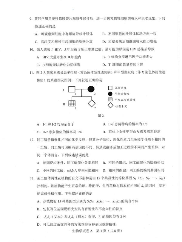 2021广东八省联考生物试卷及答案解析