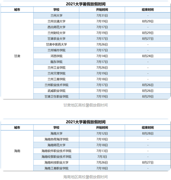 暑假放假时间 暑假放假时间