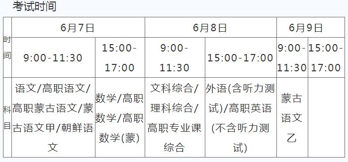 内蒙古2022高考时间安排 各科考试时间 内蒙古2022高考时间安排 各科考试时间