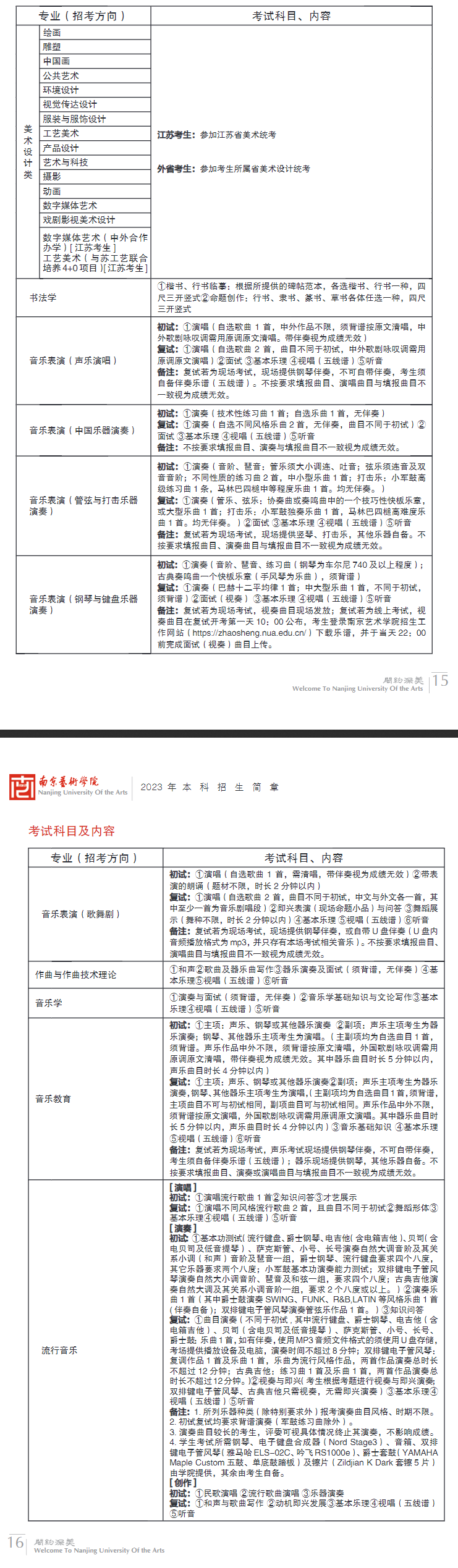 南京艺术学院2023本科招生简章 南京艺术学院2023本科招生简章