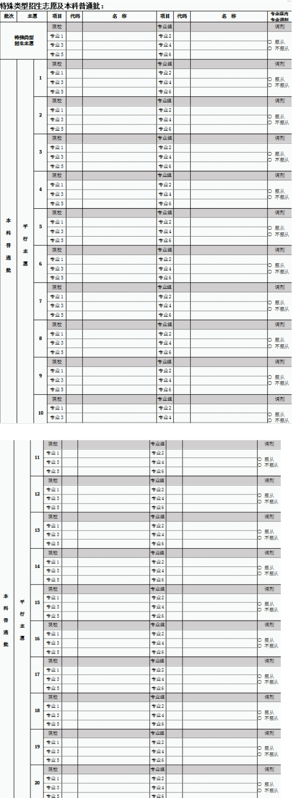 2023北京高考志愿填报样本模板 志愿表怎么填 2023北京高考志愿填报样本模板 志愿表怎么填